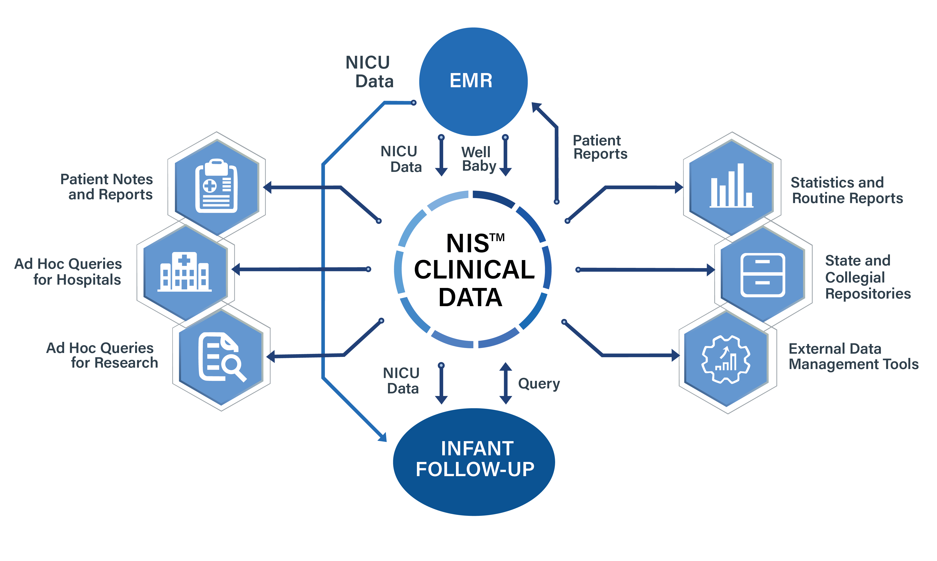 flow of data chart for Medical Data Systems' Neonatal Information System